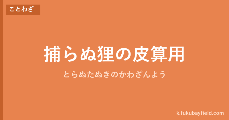 「捕らぬ狸の皮算用」の意味・由来・例文を解説した記事のアイキャッチ画像