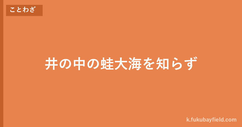 「井の中の蛙大海を知らず」の意味・由来・例文を解説した記事のアイキャッチ画像